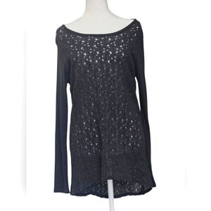 SimplyVera VeraWang boatneck open knit cotton lightweight tunic size Large